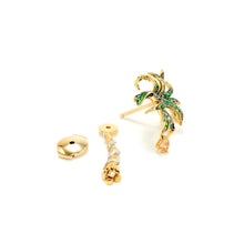Paradise Tsavorite Palm Tree Statement Earring with Champagne & White Diamonds