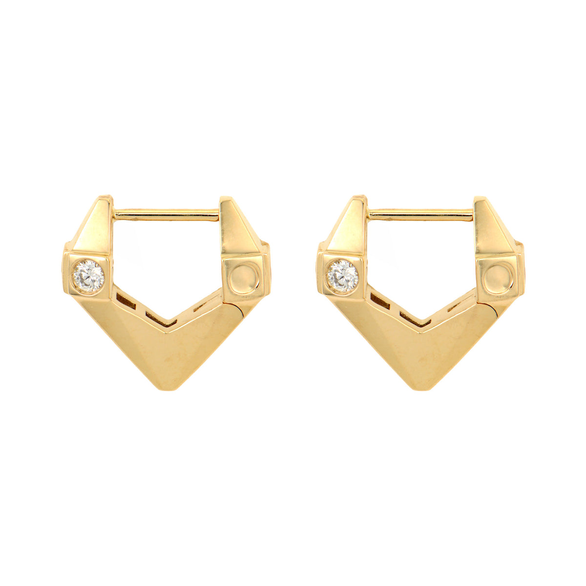 Puffy Kite Geometric Diamond Hoop Earrings