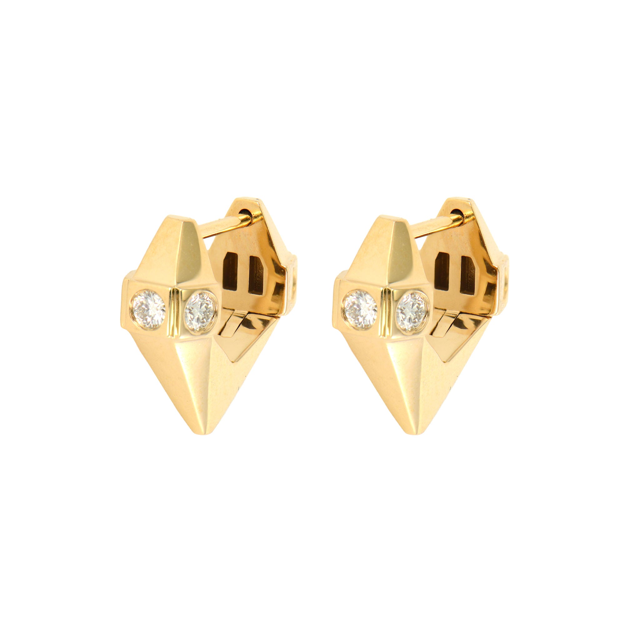 Puffy Kite Geometric Diamond Hoop Earrings