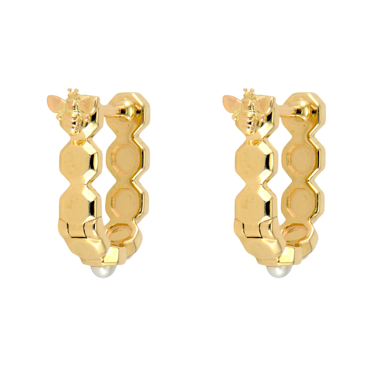 Queen Bee Pearl Hoop Earrings