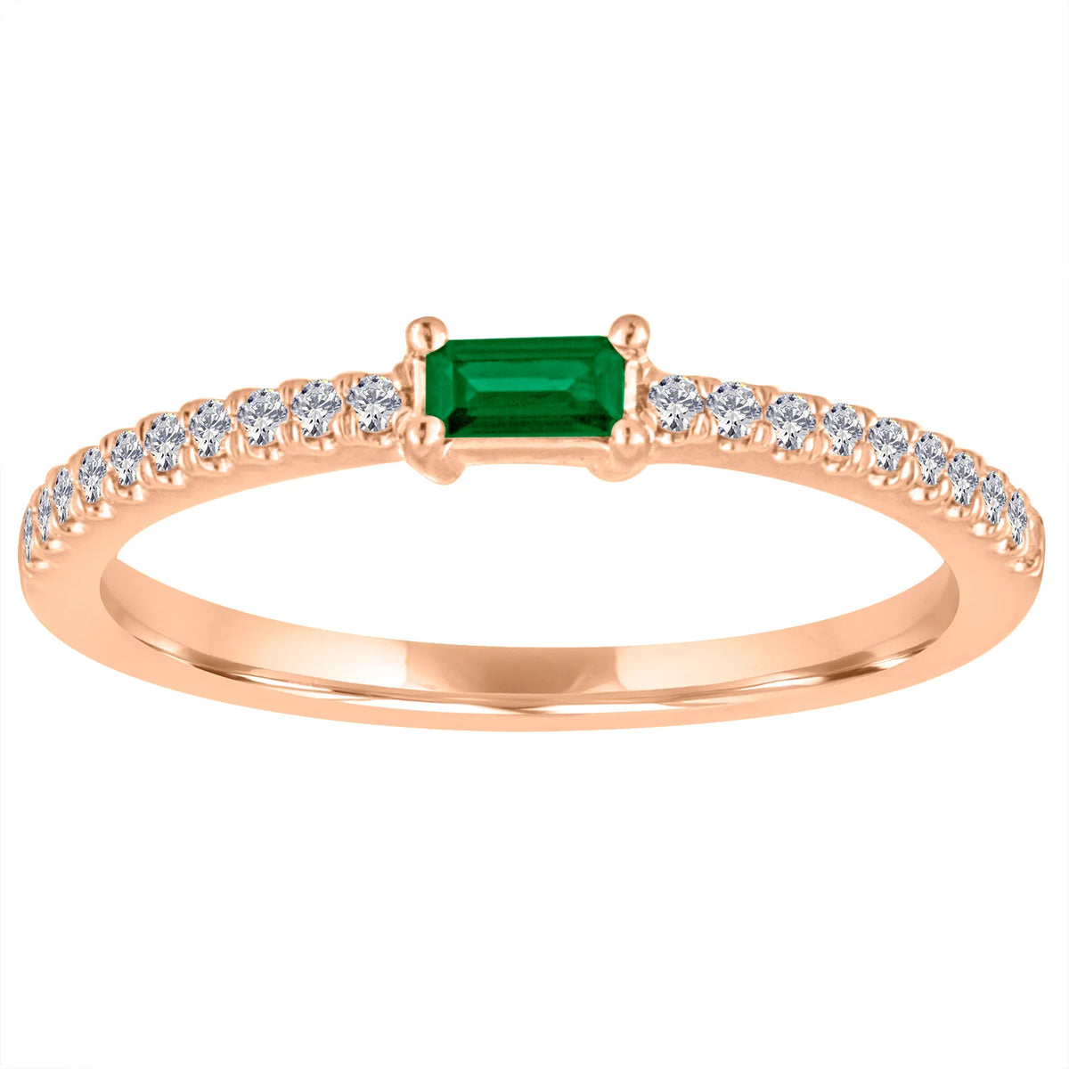 The Julia Birthstone Single Gemstone Baguette Stacking Ring