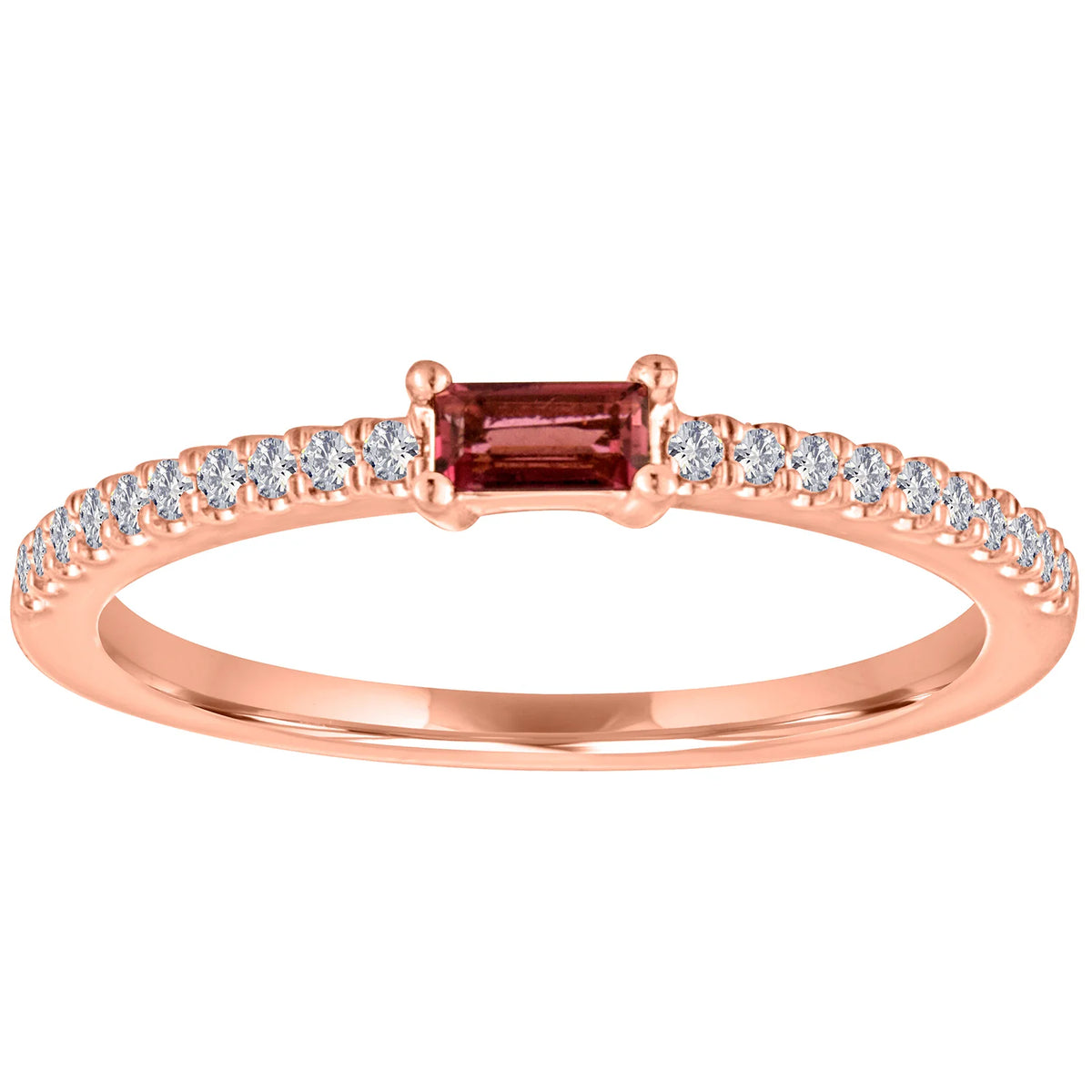 The Julia Birthstone Single Gemstone Baguette Stacking Ring