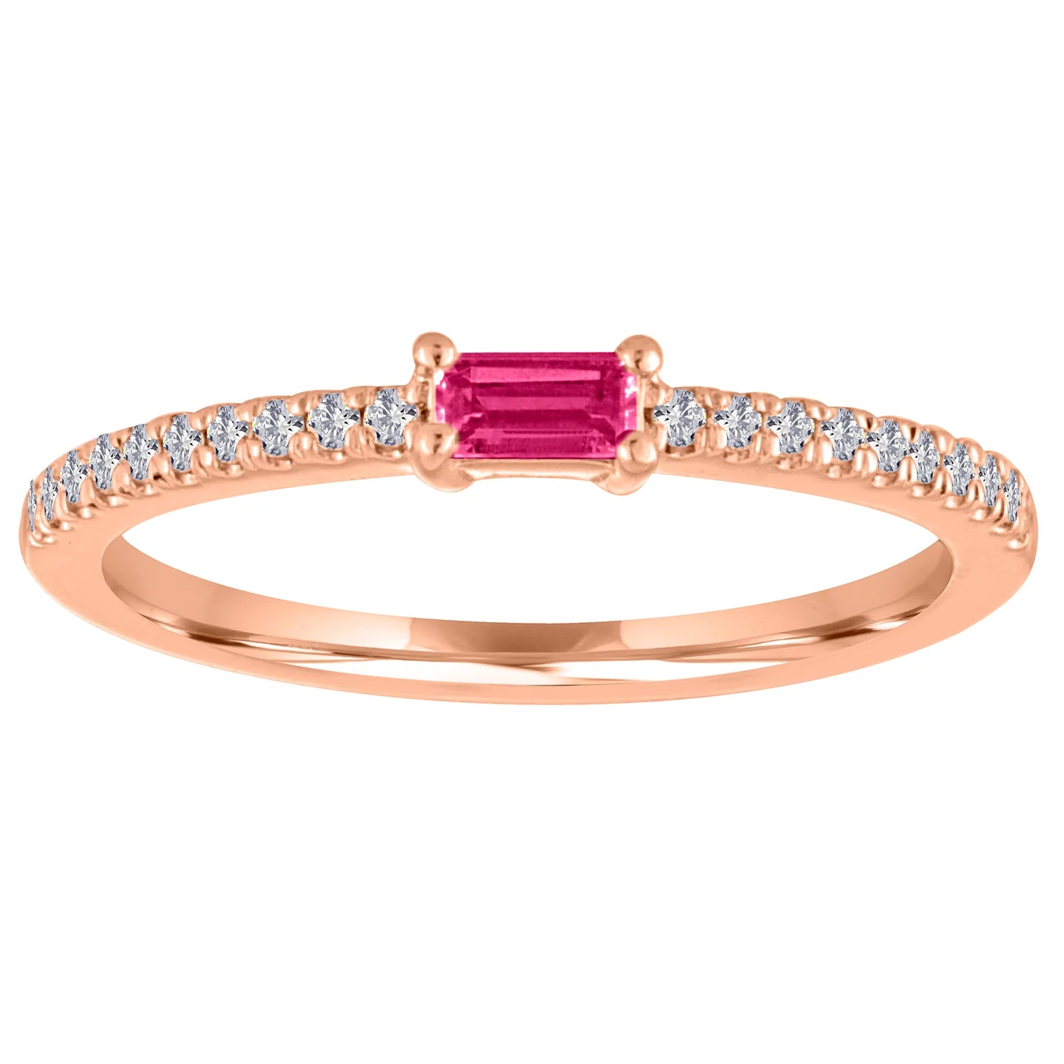 The Julia Birthstone Single Gemstone Baguette Stacking Ring