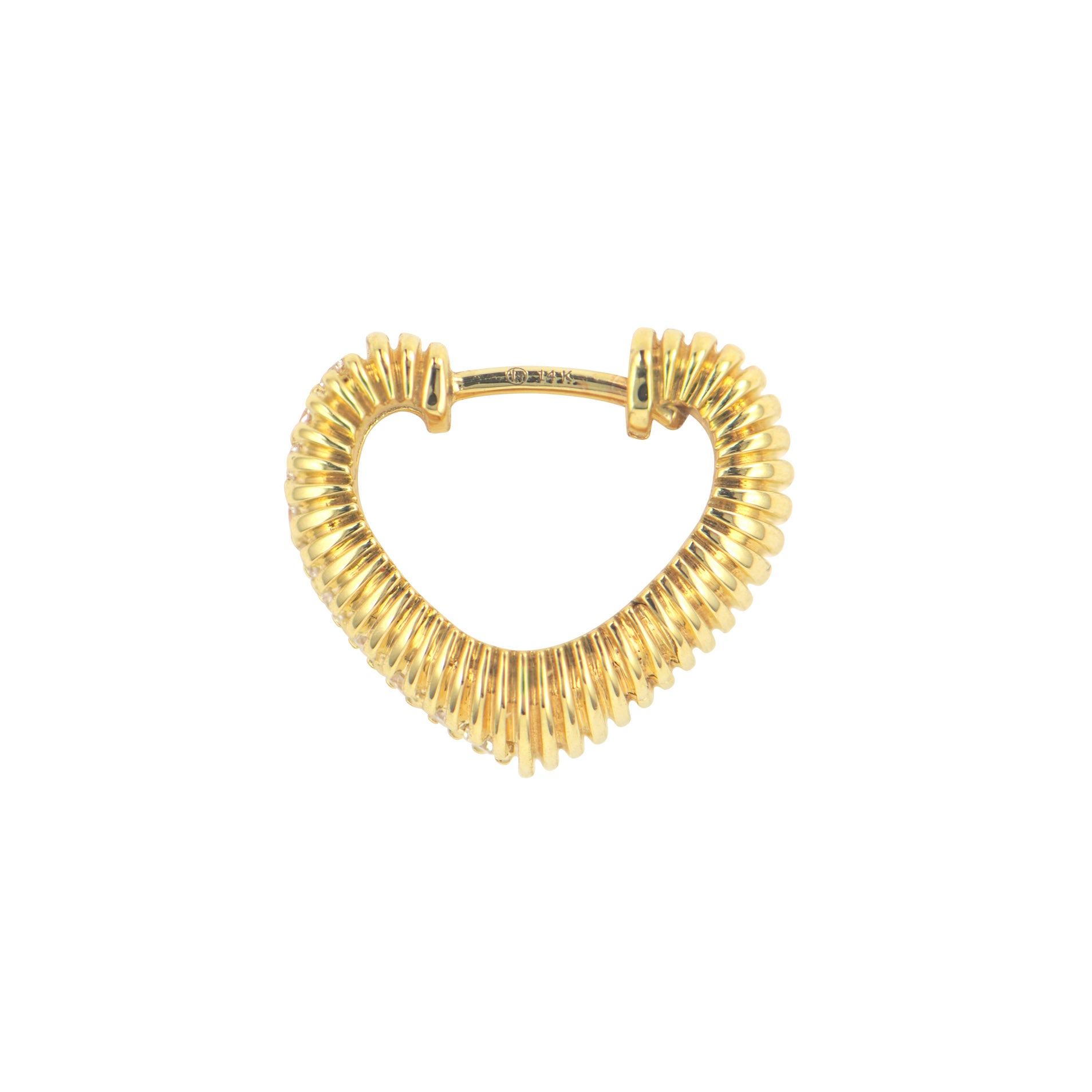 Puffy Ruffled Heart Huggie Hoop Earrings