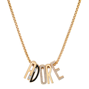 Slide-On Chunky Initial Necklace with Baguette Diamond
