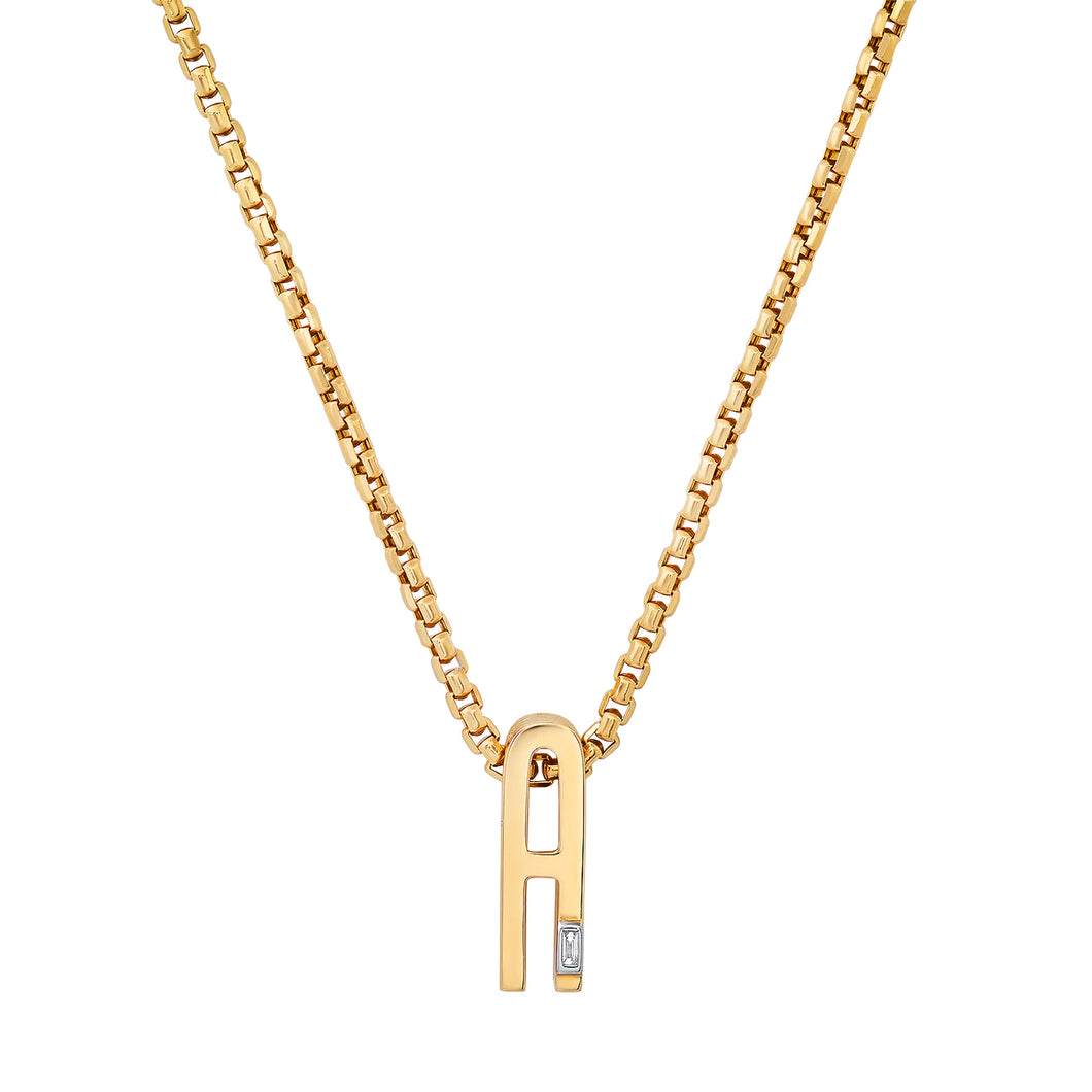 Louis Vuitton Gold and Diamond Nameplate Necklace, Chain, Contemporary Jewelry