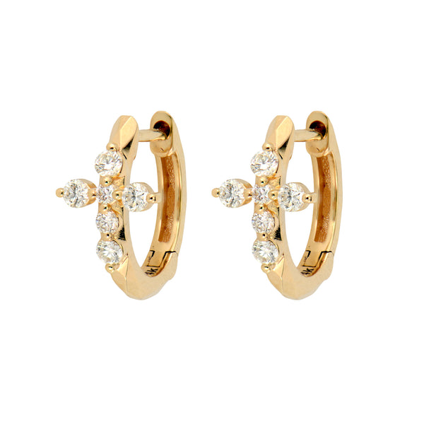 Small Diamond Cross Hoop Earrings