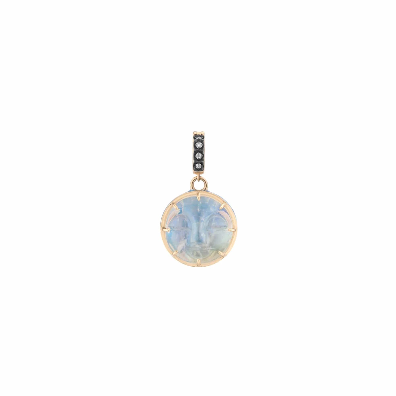 Supernova Carved Moonstone & Porcelain Blue Pendant