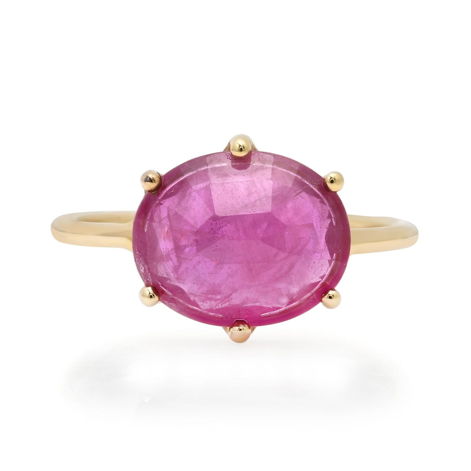One of a Kind Oval Glass Filled Ruby Ring