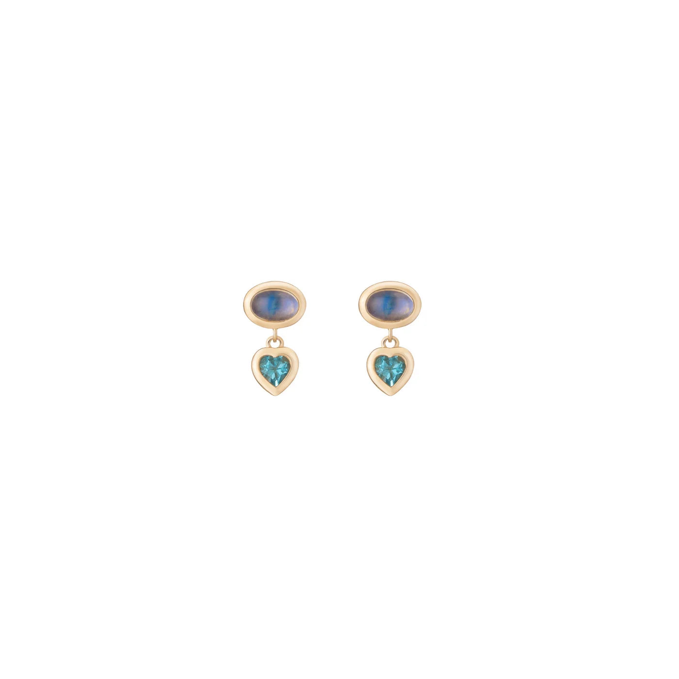 Moonstone & Blue Topaz Tassel Earrings