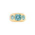 Three Stone Cushion Blue Zircon Chunky Nomad Ring