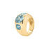 Three Stone Cushion Blue Zircon Chunky Nomad Ring