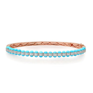 Puffy Turquoise & Pave Diamond Bangle Bracelet