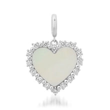 Mother of Pearl & Diamond Heart Charm Pendant 