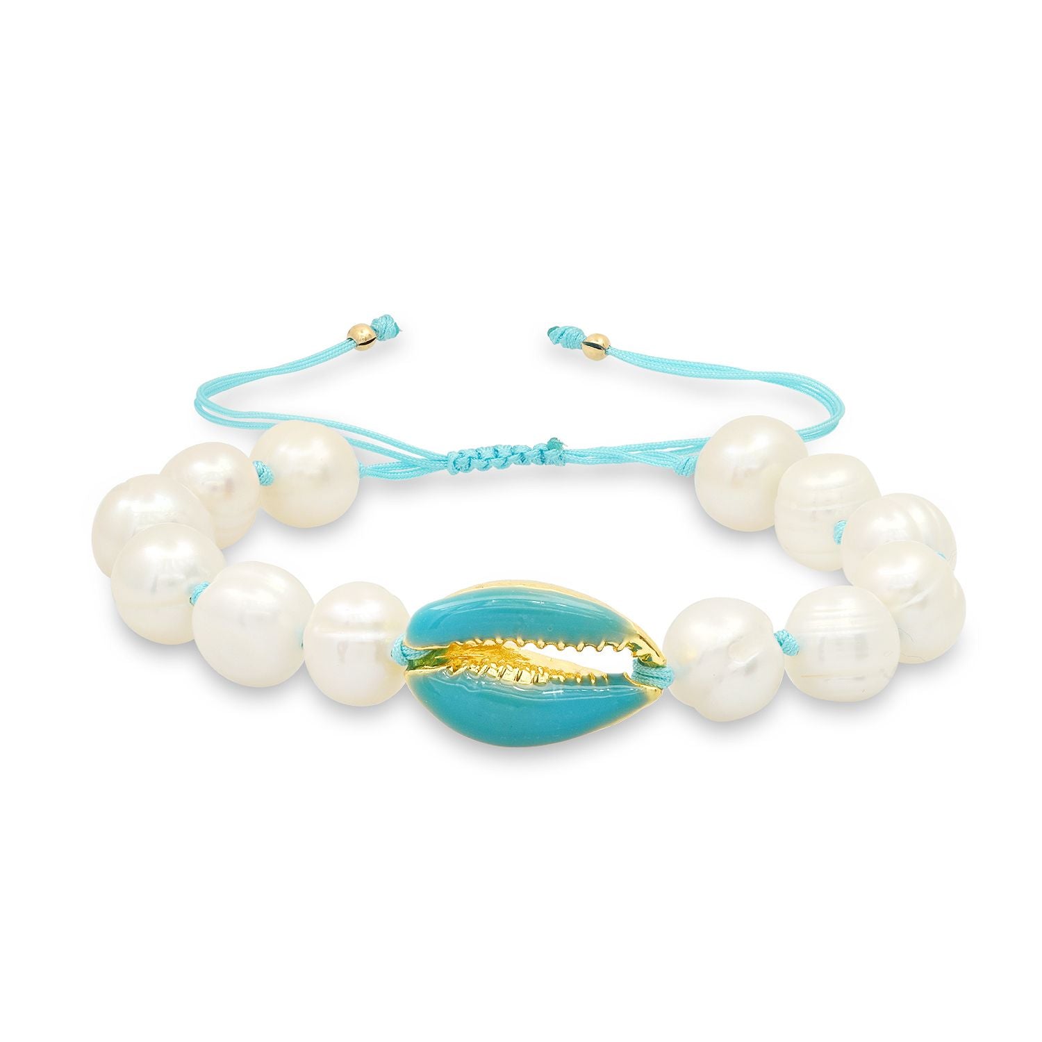 Turquoise or Pink & Gold Shell Fresh Water Pearl Bracelet