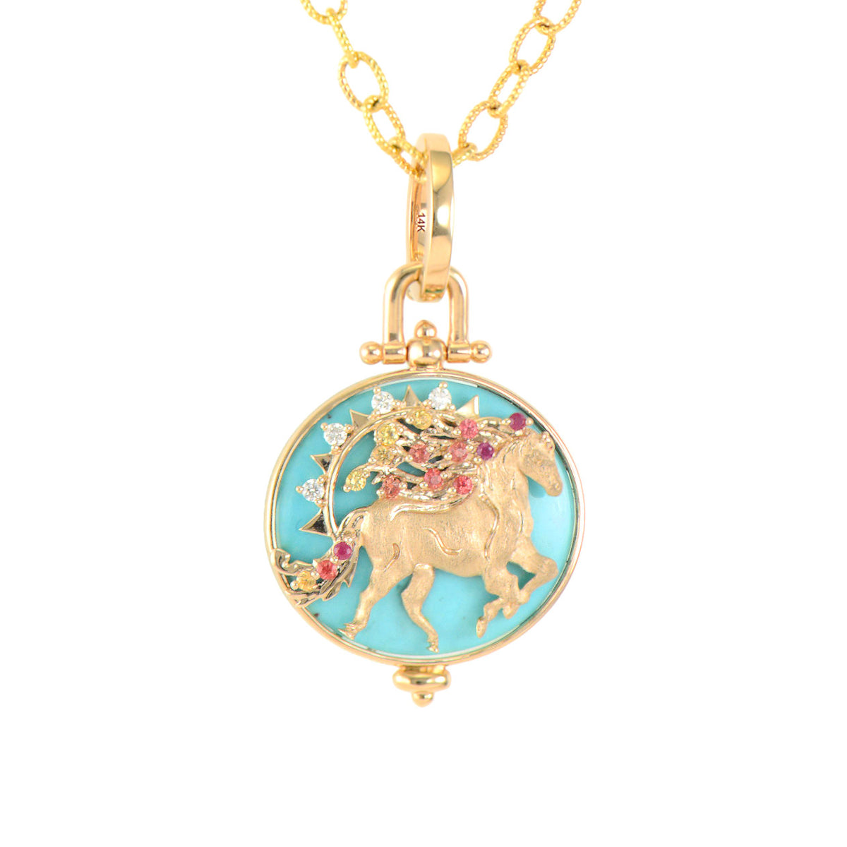 Wild Fire Turquoise Horse Pendant