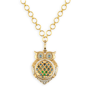 Wise Owl Opal Double Sided Locket Pendant