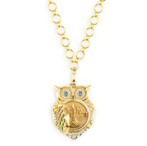 Wise Owl Opal Double Sided Locket Pendant