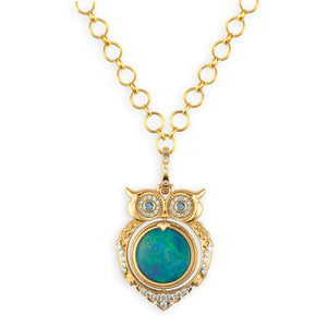Wise Owl Opal Double Sided Locket Pendant