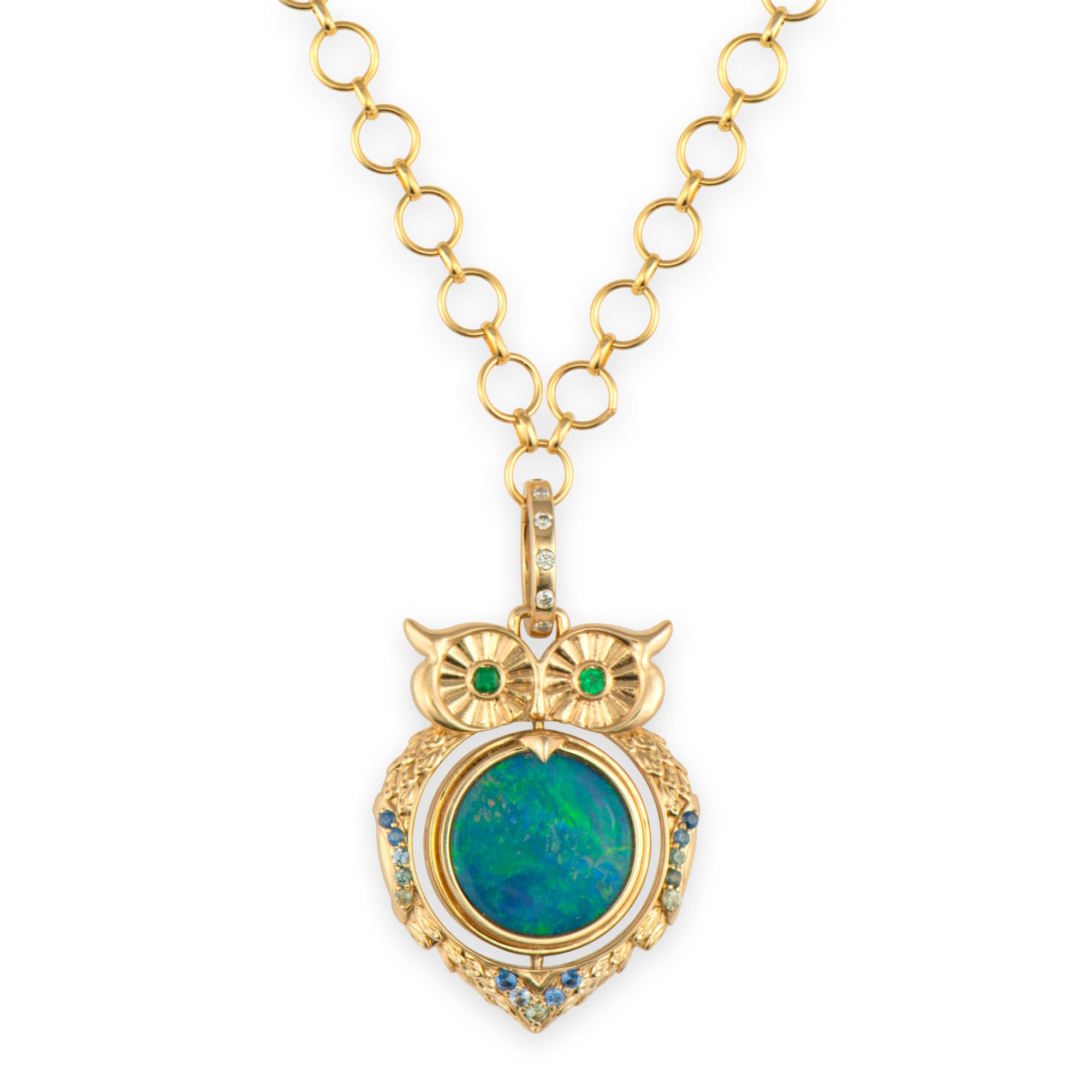 Wise Owl Opal Double Sided Locket Pendant