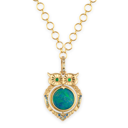 Wise Owl Opal Double Sided Locket Pendant