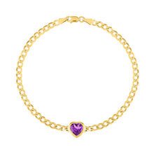 The Cooper Faceted Heart on Cuban Link Chain Bracelet