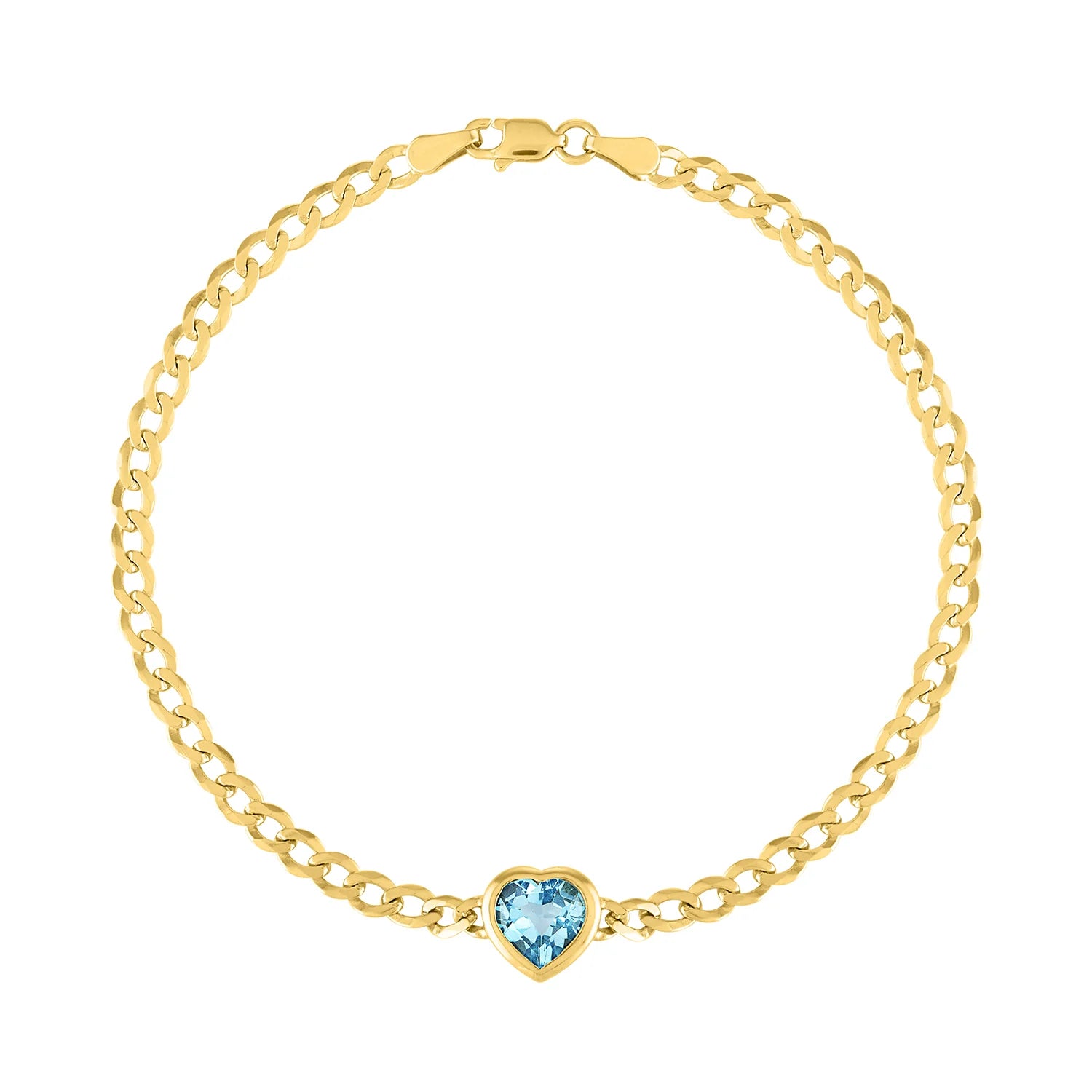 The Cooper Faceted Heart on Cuban Link Chain Bracelet