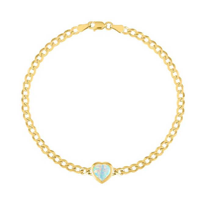 The Cooper Faceted Heart on Cuban Link Chain Bracelet