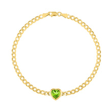The Cooper Faceted Heart on Cuban Link Chain Bracelet