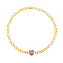 The Cooper Faceted Heart on Cuban Link Chain Bracelet