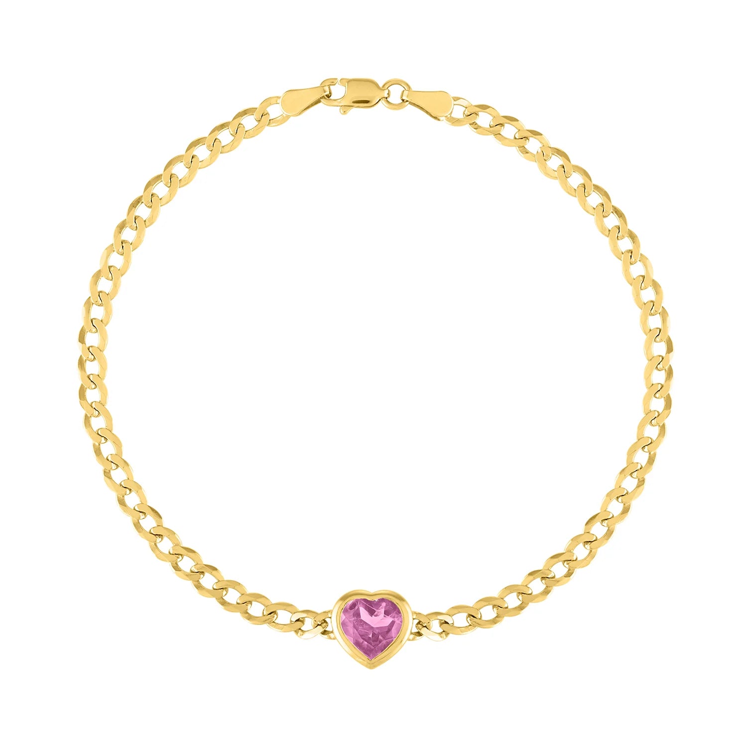 The Cooper Faceted Heart on Cuban Link Chain Bracelet