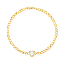The Cooper Faceted Heart on Cuban Link Chain Bracelet