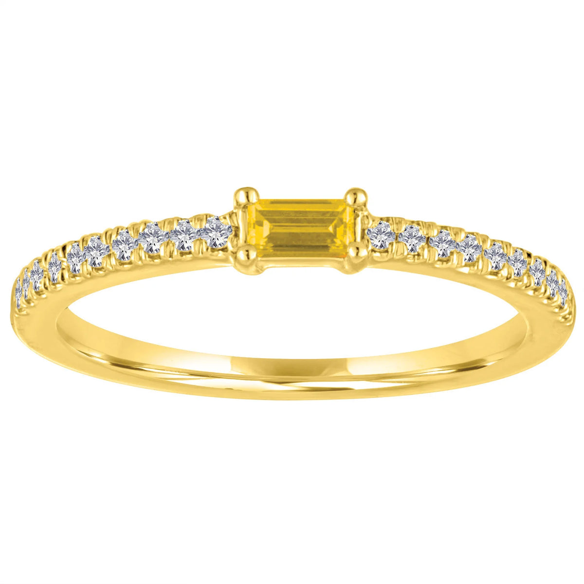 The Julia Birthstone Single Gemstone Baguette Stacking Ring