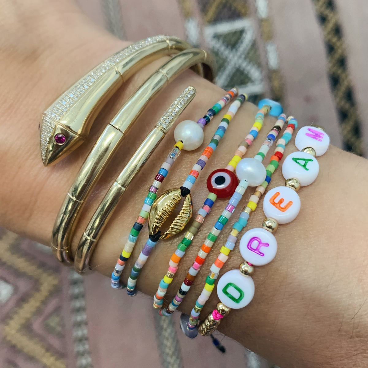 Beaded Throwback Word Bracelet