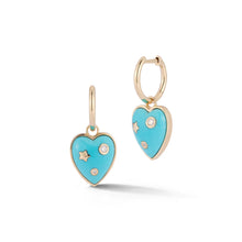 Diamond & Semiprecious Anne Heart Huggie Earrings