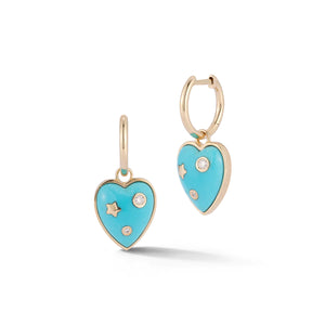 Diamond & Semiprecious Anne Heart Huggie Earrings