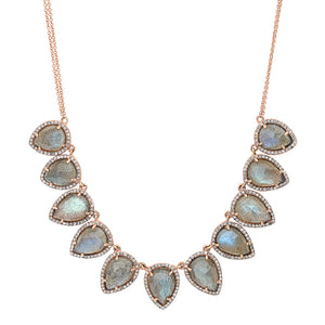 Luminescent Pear Labradorite & Diamond Necklace