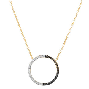 Black and White Diamond Circle Necklace