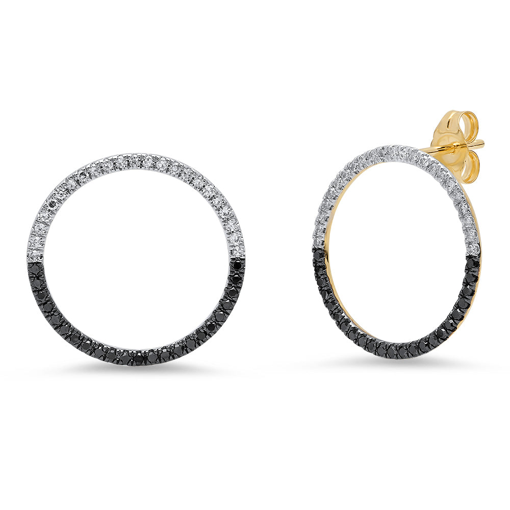 Black and White Diamond Loop Earrings