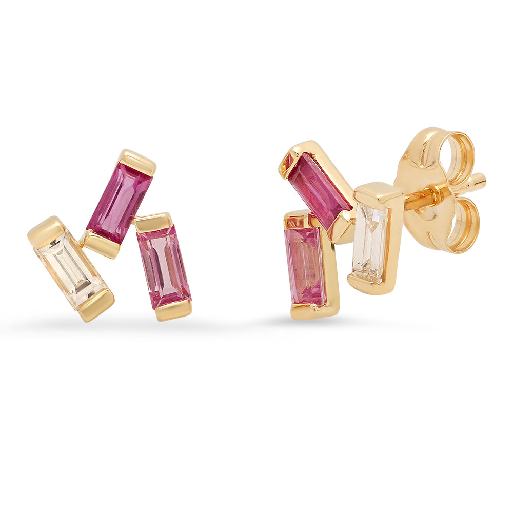 Baguette Cluster Stud Earrings
