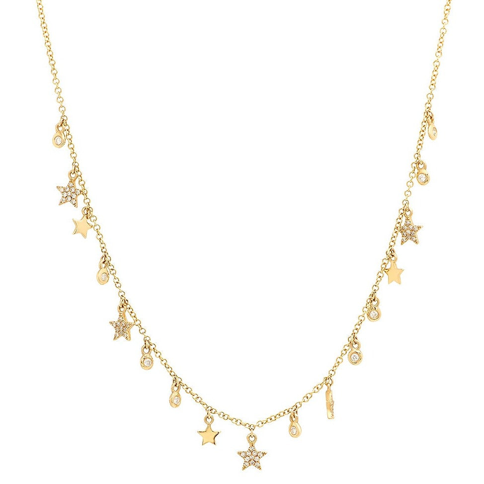 Dangle Stars and Bezels Diamond Necklace