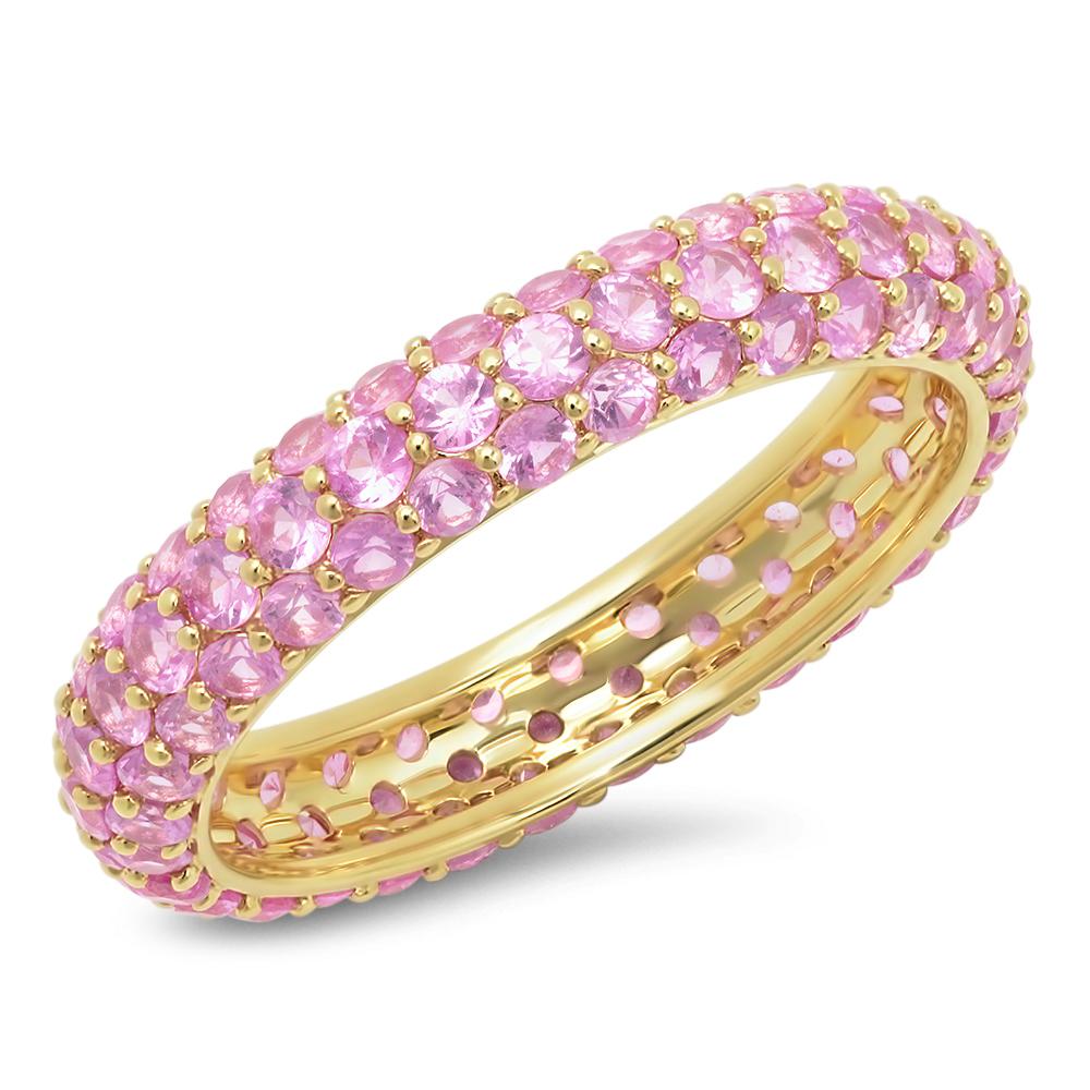 Gemstone Pave Domed Eternity Band Ring
