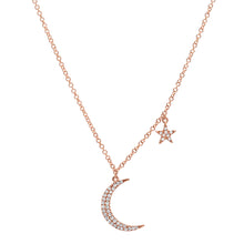 Diamond Moon & Star Charm Necklace