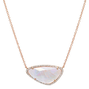 Large Oblong Rainbow Moonstone Necklace