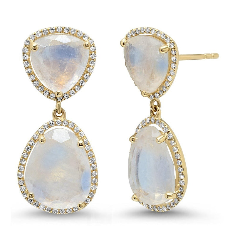 Anya Moonstone store and Carnelian Double Drop Gold Gemstone Earrings