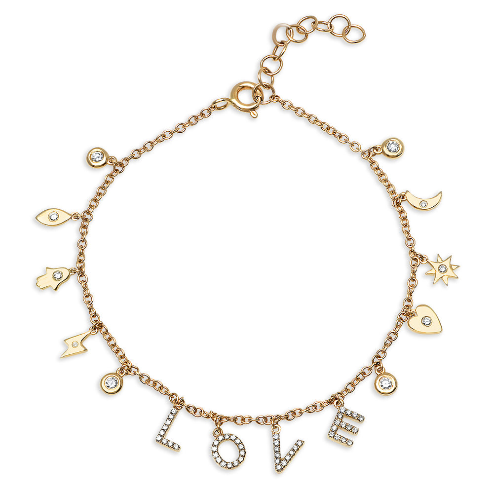Diamond Love Mini Charm Bracelet