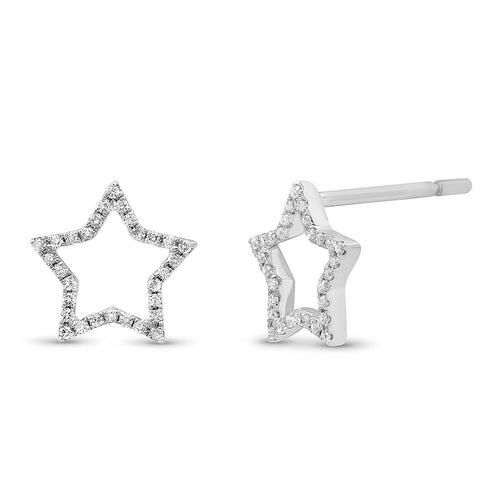 Starlight Star Bright Star Pave Diamond Stud Earrings