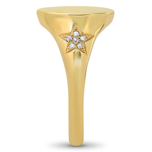 Diamond Twin Star Engravable Signet Ring