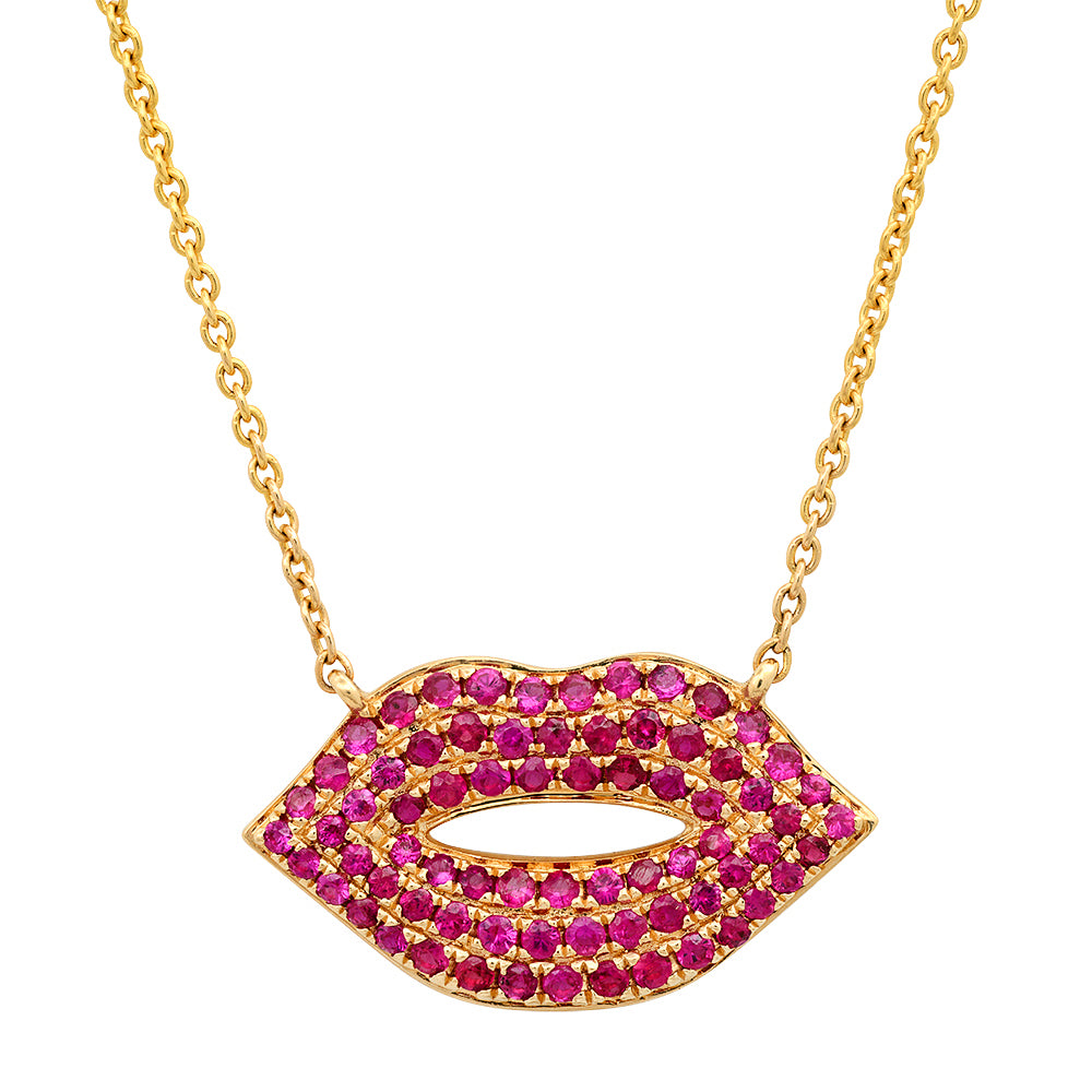 Ruby Kissy Lips Necklace