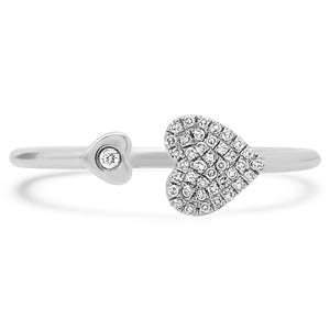 Open Diamond Kissing Hearts Ring